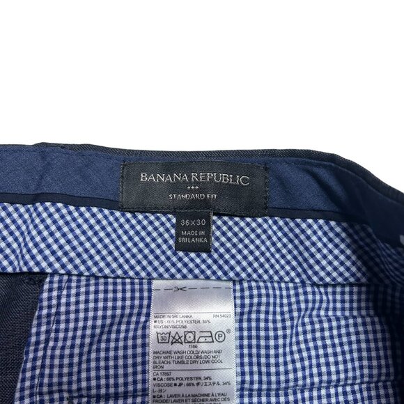 Banana Republic Standard Fit Pants Mens 36 X 30 Charcoal Gray Plaid Flat Front - Picture 8 of 9